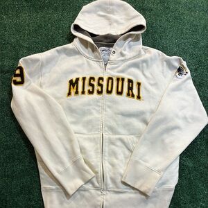 Missouri Men’s Mizzou White Zip-Up Hoodie Y2K Vintage